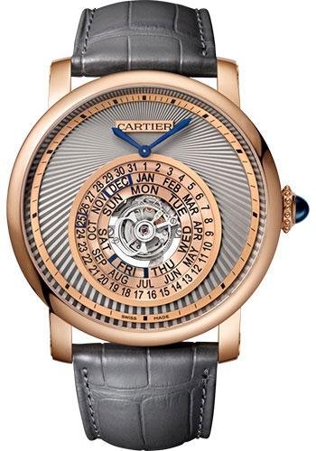 Cartier Rotonde de Cartier Astrocalendaire Watch – 45 mm Pink Gold Case – Gray Dial – Gray Alligator Strap – WHRO0027