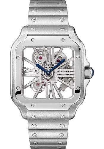 Cartier Santos de Cartier Watch – 39.8 mm Steel Case – Skeleton Dial – WHSA0015