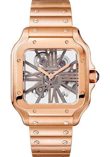 Cartier Santos de Cartier Watch – 39.8 mm Pink Gold Case – Skeleton Dial – WHSA0016