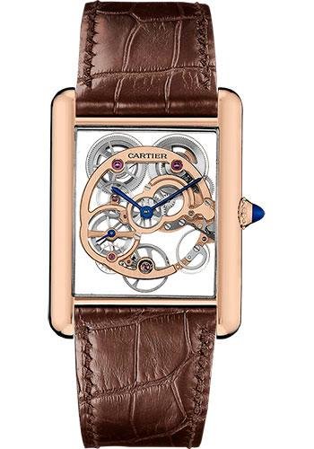 Cartier Tank Louis Cartier Watch – 30 mm Pink Gold Case – Pink Gold Case Bezel – Black Dial – Brown Alligator Strap – WHTA0002