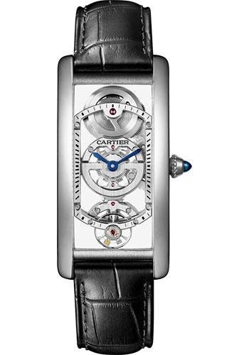 Cartier Tank Cintree Skeleton Watch – Platinum Case – White Dial – Black Alligator Strap – WHTA0009