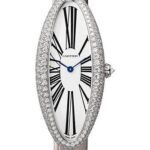 Cartier Baignoire Allongee Watch – 47 mm White Gold Diamond Case – Light Gray Strap – WJBA0007