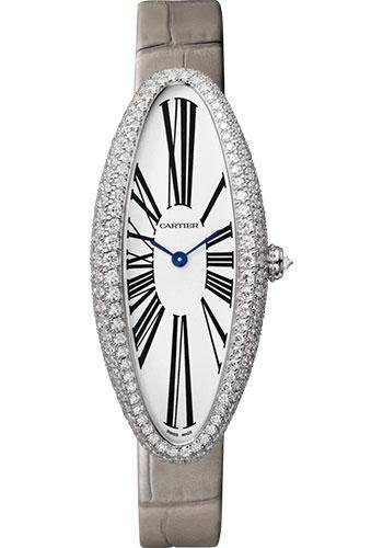 Cartier Baignoire Allongee Watch – 47 mm White Gold Diamond Case – Light Gray Strap – WJBA0007