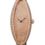 Cartier Baignoire Allongee Watch – 47 mm Pink Gold Diamond Case – Diamond Dial – Taupe Strap – WJBA0010