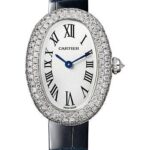 Cartier Baignoire 1920 Watch – 32 mm White Gold Diamond Case – Navy Blue Strap – WJBA0015