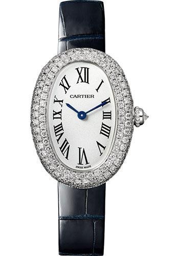 Cartier Baignoire 1920 Watch – 32 mm White Gold Diamond Case – Navy Blue Strap – WJBA0015