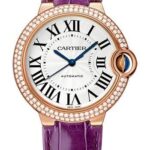 Cartier Ballon Bleu de Cartier Watch – 36 mm Pink Gold Diamond Case – Purple Patent Alligator Strap – WJBB0009