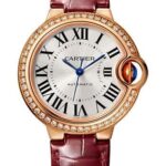 Cartier Ballon Bleu de Cartier Watch – 33 mm Pink Gold Case – Diamond Bezel – Burgundy Alligator Strap – WJBB0033