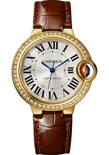Cartier Ballon Bleu de Cartier Watch – 33 mm Yellow Gold Diamond Case – Brown Strap – WJBB0040