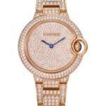 Cartier Ballon Bleu de Cartier Watch – 33 mm Pink Gold Case – Diamond Dial – Diamond Bracelet – WJBB0044