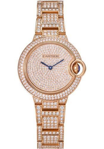 Cartier Ballon Bleu de Cartier Watch – 33 mm Pink Gold Case – Diamond Dial – Diamond Bracelet – WJBB0044