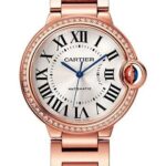 Cartier Ballon Bleu de Cartier Watch – 36 mm Rose Gold Diamond Case – Silvered Sunray-Brushed Dial – Interchangeable Bracelet – WJBB0064
