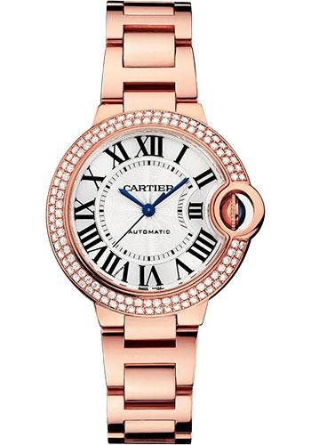 Cartier Ballon Bleu de Cartier Watch – 33 mm Rose Gold Diamond Case – Silvered Dial – Interchangeable Bracelet – WJBB0066