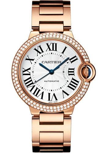 Cartier Ballon Bleu de Cartier Watch – 36 mm Rose Gold Diamond Case – Silvered Dial – Interchangeable Bracelet – WJBB0067