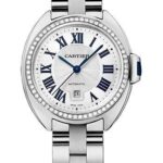 Cartier Cle De Cartier Watch – 31 mm White Gold Diamond Case – Diamond Bezel – Silver Dial – WJCL0002