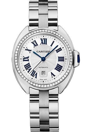 Cartier Cle De Cartier Watch – 31 mm White Gold Diamond Case – Diamond Bezel – Silver Dial – WJCL0002