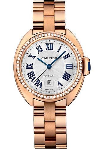Cartier Cle De Cartier Watch – 31 mm Pink Gold Diamond Case – Diamond Bezel – Silver Dial – WJCL0003