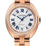 Cartier Cle De Cartier Watch – 35 mm Pink Gold Diamond Case – Diamond Bezel – Silver Dial – WJCL0006