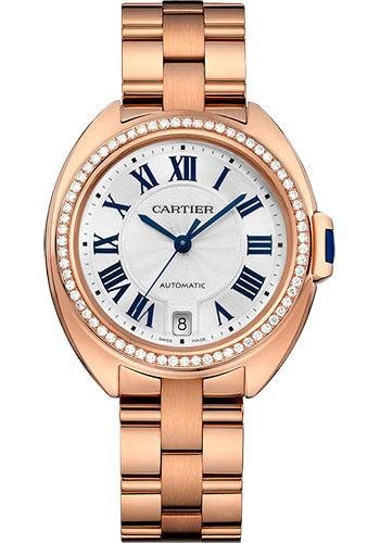 Cartier Cle De Cartier Watch – 35 mm Pink Gold Diamond Case – Diamond Bezel – Silver Dial – WJCL0006