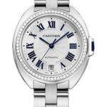Cartier Cle De Cartier Watch – 35 mm White Gold Diamond Case – Diamond Bezel – Silver Dial – WJCL0007