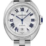 Cartier Cle De Cartier Watch – 40 mm White Gold Diamond Case – Diamond Bezel – Silver Dial – WJCL0008