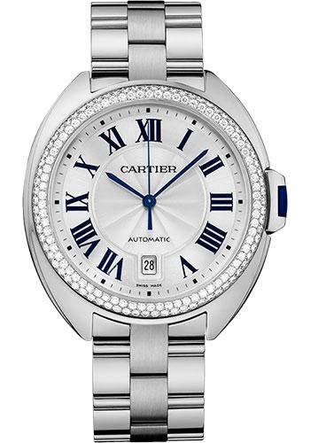 Cartier Cle De Cartier Watch – 40 mm White Gold Diamond Case – Diamond Bezel – Silver Dial – WJCL0008