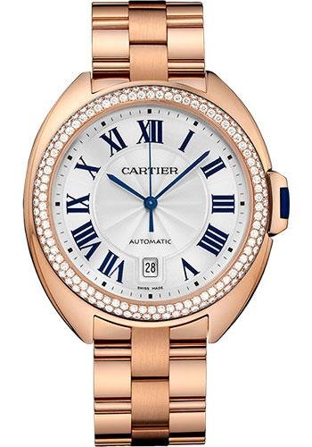 Cartier Cle De Cartier Watch – 40 mm Pink Gold Diamond Case – Diamond Bezel – Silver Dial – WJCL0009