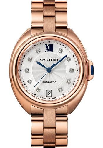 Cartier Cle de Cartier Watch – 35 mm Pink Gold Case – Silvered Flinque Diamond Dial – WJCL0033