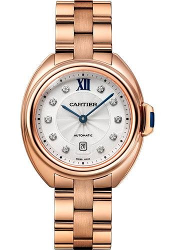Cartier Cle de Cartier Watch – 31 mm Pink Gold Case – Silvered Flinque Diamond Dial – WJCL0034