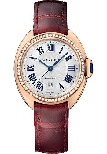 Cartier Cle de Cartier Watch – 31 mm Pink Gold Diamond Case – White Dial – Brown Alligator Strap – WJCL0047