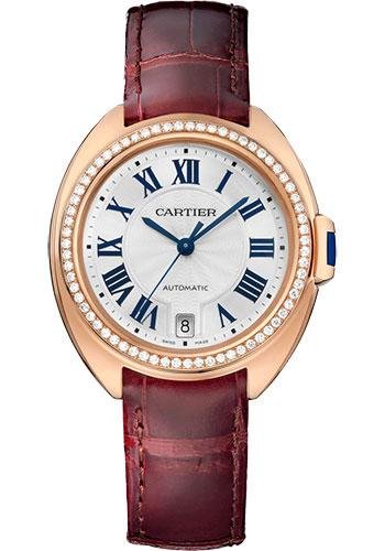 Cartier Cle de Cartier Watch – 35 mm Pink Gold Diamond Case – White Dial – Brown Alligator Strap – WJCL0048