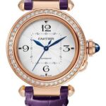 Cartier Pasha de Cartier Watch – 35 mm Pink Gold Case – Silver Dial – Navy Blue And Purple Alligator Straps – WJPA0012