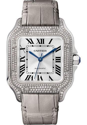 Cartier Santos de Cartier Watch – 35.1 mm White Gold Diamond Case – Diamond Bezel – WJSA0006