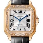 Cartier Santos de Cartier Watch – 35.1 mm Pink Gold Case – Diamond Bezel – Black Alligator Strap – WJSA0007