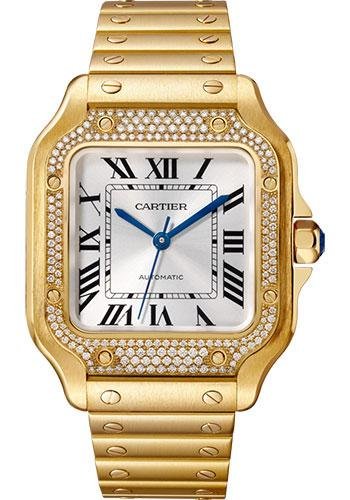 Cartier Santos de Cartier Watch – 35.1 mm Yellow Gold Case – Diamond Bezel – Both Bracelet – WJSA0010