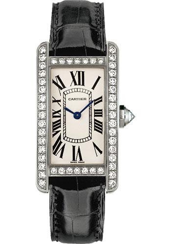 Cartier Tank Americaine Watch – 34.8 mm White Gold Diamond Case – Black Alligator Strap – WJTA0003