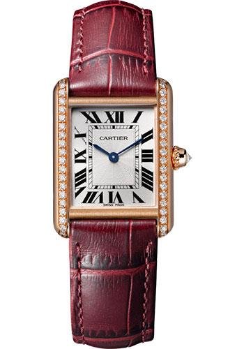 Cartier Tank Louis Cartier Watch – 29.55 mm Pink Gold Diamond Case – Burgundy Alligator Strap – WJTA0010