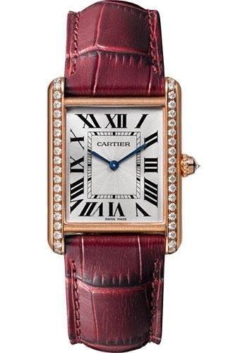 Cartier Tank Louis Cartier Watch – 33.7 mm Pink Gold Diamond Case – Burgundy Alligator Strap – WJTA0014