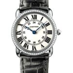 Cartier Ronde Louis Cartier Watch – Small White Gold Diamond Case – Alligator Strap – WR000251