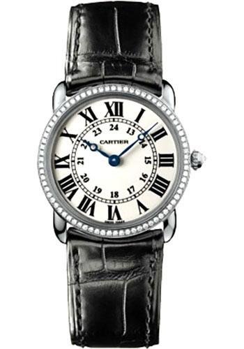 Cartier Ronde Louis Cartier Watch – Small White Gold Diamond Case – Alligator Strap – WR000251
