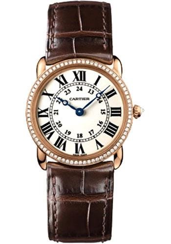 Cartier Ronde Louis Cartier Watch – Small Pink Gold Diamond Case – Alligator Strap – WR000351