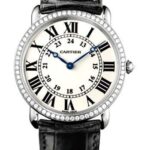 Cartier Ronde Louis Cartier Watch – Large White Gold Diamond Case – Alligator Strap – WR000551