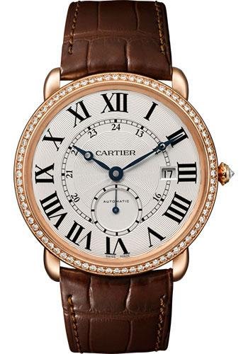 Cartier Ronde Louis Cartier Watch – 40 mm Pink Gold Diamond Case – Brown Alligator Strap – WR007017