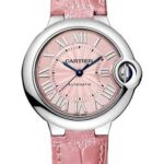 Cartier Ballon Bleu De Cartier Watch – 33 mm Steel Case – Pink Dial – Fuchsia-Pink Alligator Strap – WSBB0002