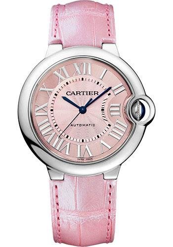 Cartier Ballon Bleu de Cartier Watch – 36 mm Steel Case – Pink Dial – Pink Alligator Strap – WSBB0007