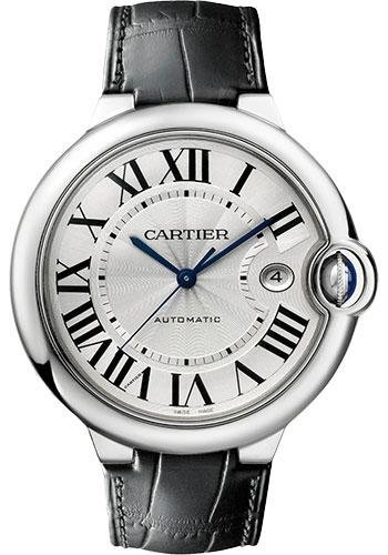 Cartier Ballon Bleu de Cartier Watch – 42 mm Steel Case – Silvered Opaline Dial – Black Alligator Strap – WSBB0026