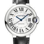 Cartier Ballon Bleu de Cartier Watch – 36 mm Steel Case – Silver Opaline Dial – Black Leather Strap – WSBB0028