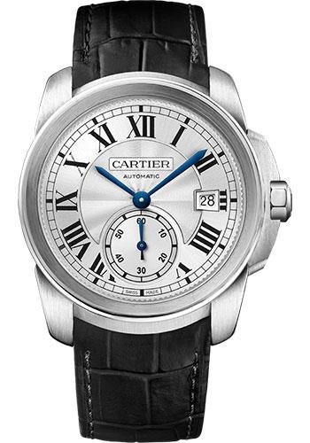 Cartier Calibre de Cartier Watch – 38 mm Steel Case – Silvered Dial – Black Alligator Strap – WSCA0003