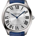 Cartier Drive de Cartier Extra-Flat Watch – 38 mm Steel Case – Silvered Dial – Blue Alligator Strap – WSNM0011