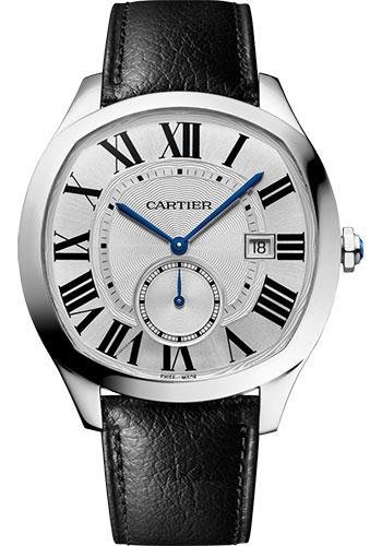 Cartier Drive de Cartier Watch – length: 40 mm Steel Case – Silvered Dial – Two Calfskin Strap – WSNM0022